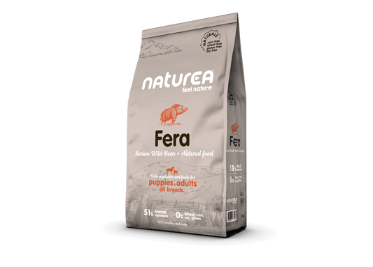 Naturea Naturals Fera vaddisznóhúsos kutyatáp csomagolás kölyök és felnőtt kutyáknak
