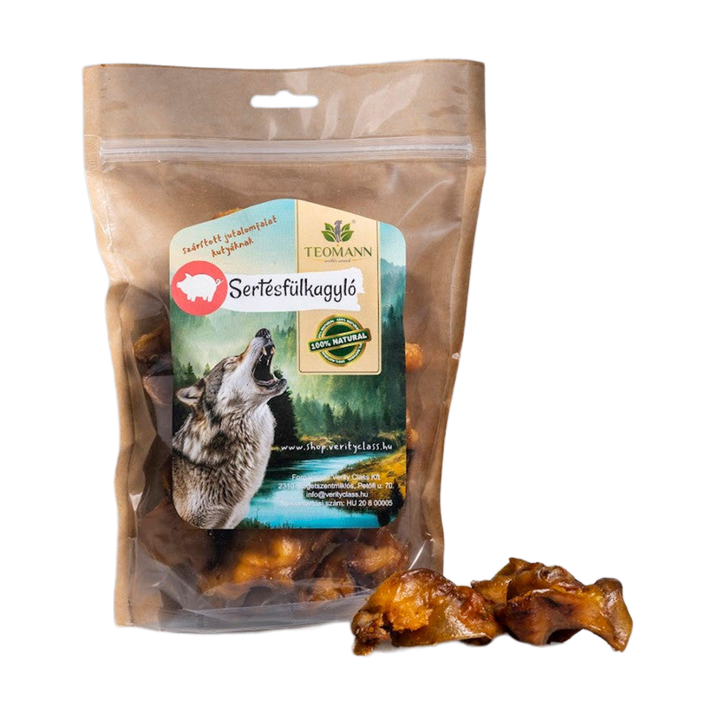 Teomann szárított sertésfülkagyló 250g – Hosszantartó rágóka és természetes fogtisztító kutyáknak