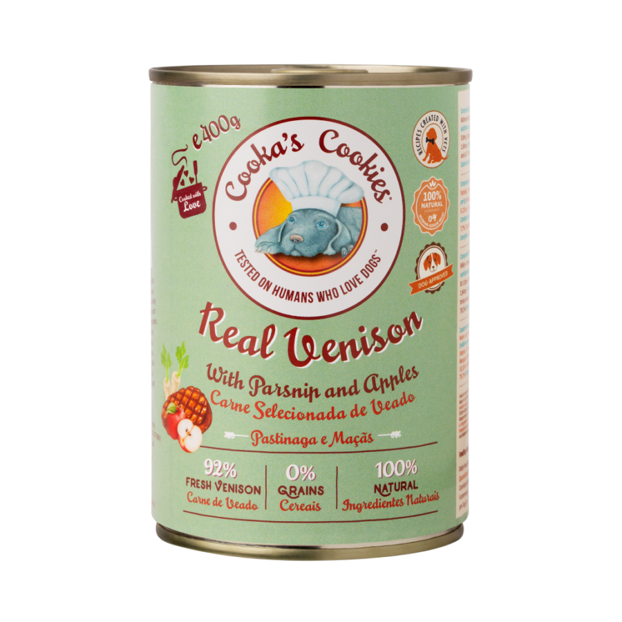Cooka's Real Venison - szarvas hús nedvestáp kutyáknak - 400g