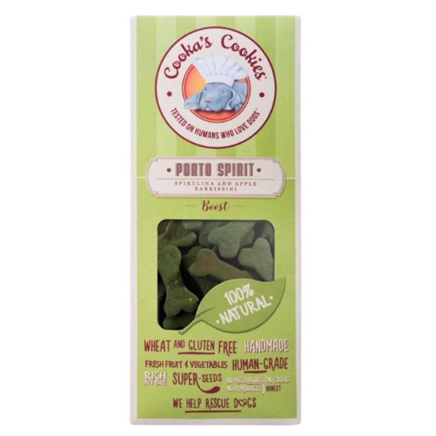 Cooka's Porto Spirit Spirulina és Alma Vegán Jutalomfalat 100g