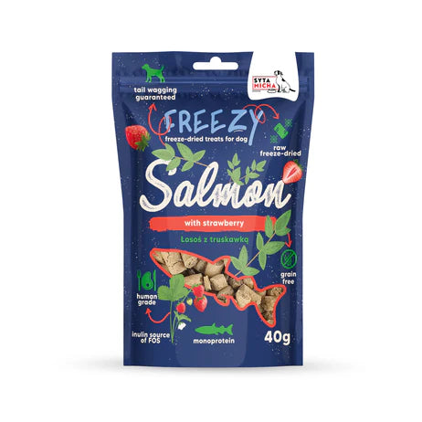 Syta Micha Freezy - Fagyasztva szárított lazac eperrel jutalomfalat - 40gr