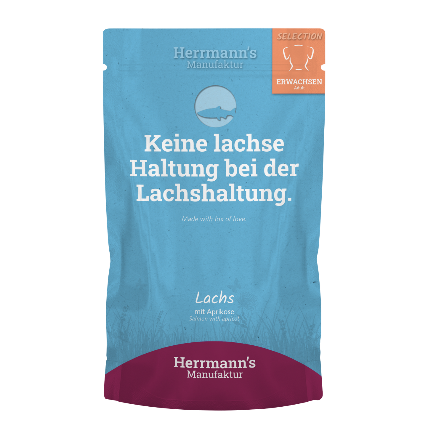 Herrmanns's Lazac párolt menü kutyáknak - bio sárgabarack, bio chia mag 150 g