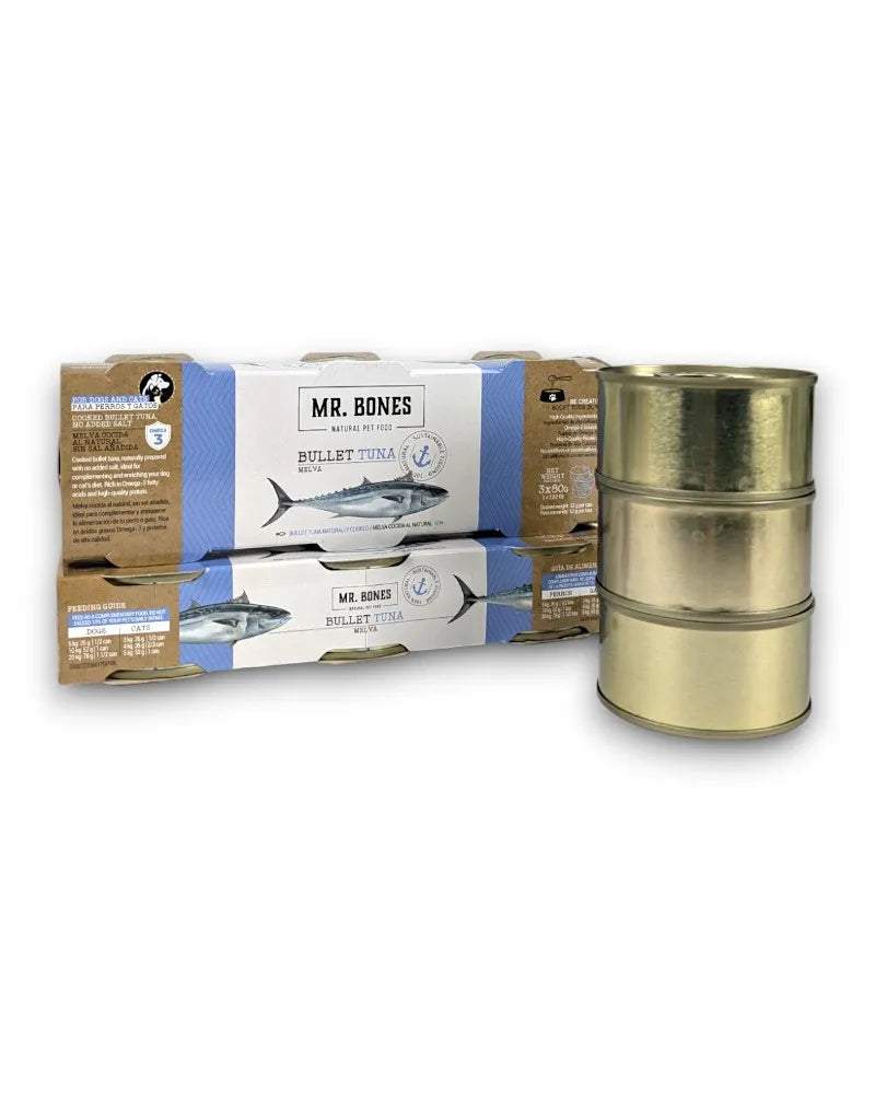 Mr. Bones Fresh Topper főtt bullet tonhal kutyáknak és macskáknak – 3 x 80 g kiegészítő nedves eledel