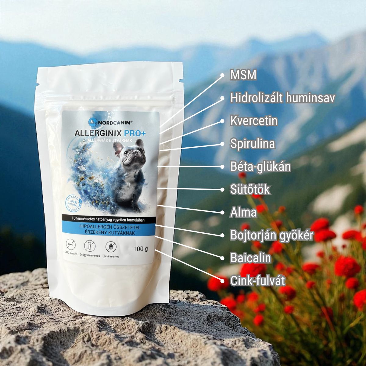 Allerginix PRO+ - táplálékkiegészítő allergiás kutyáknak - összetevők