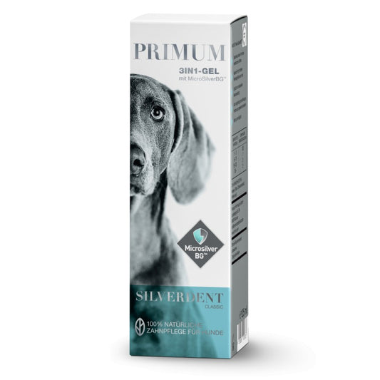 Primum SilverDent Classic 3in1 fogápoló gél 125 ml - Fogkő, Fogínygyulladás & Szájszag Kezelésre Kutyáknak és Macskáknak