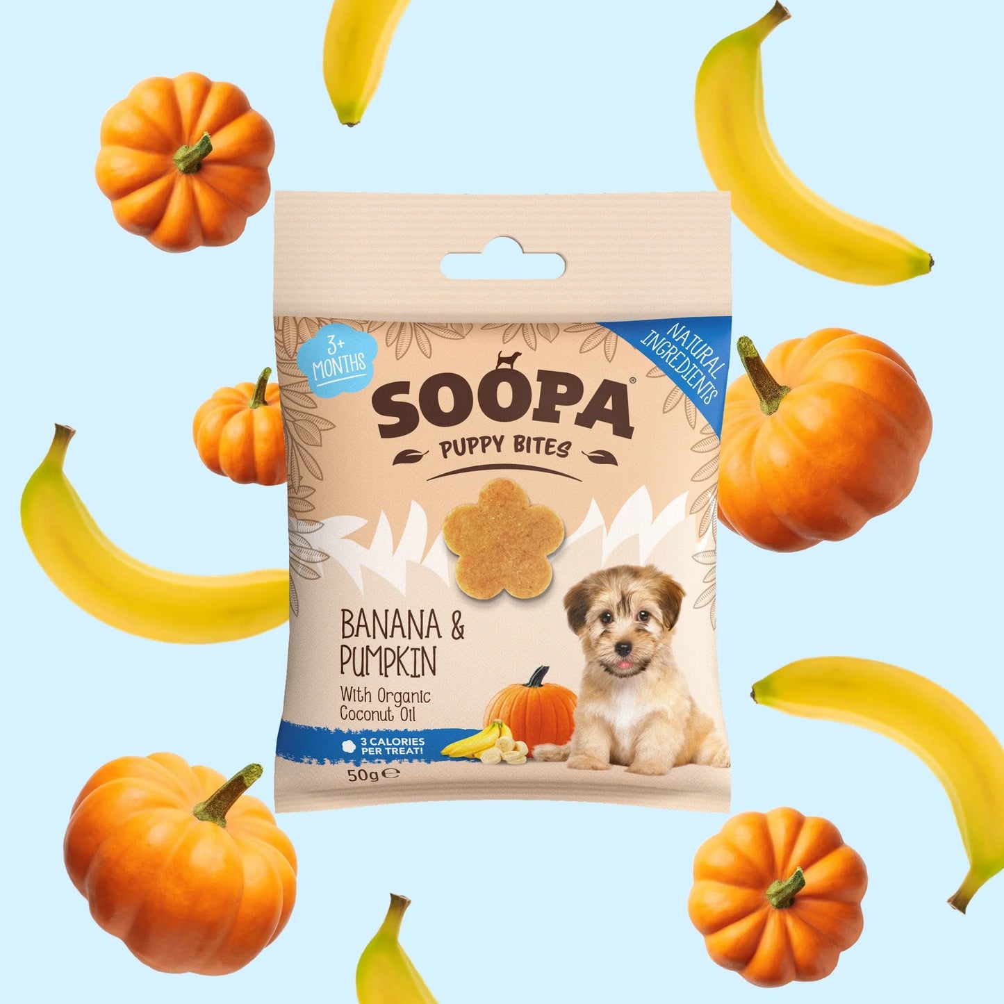 Soopa Healthy Bites - Kölyökkutyáknak- banán és sütőtök - 50gr