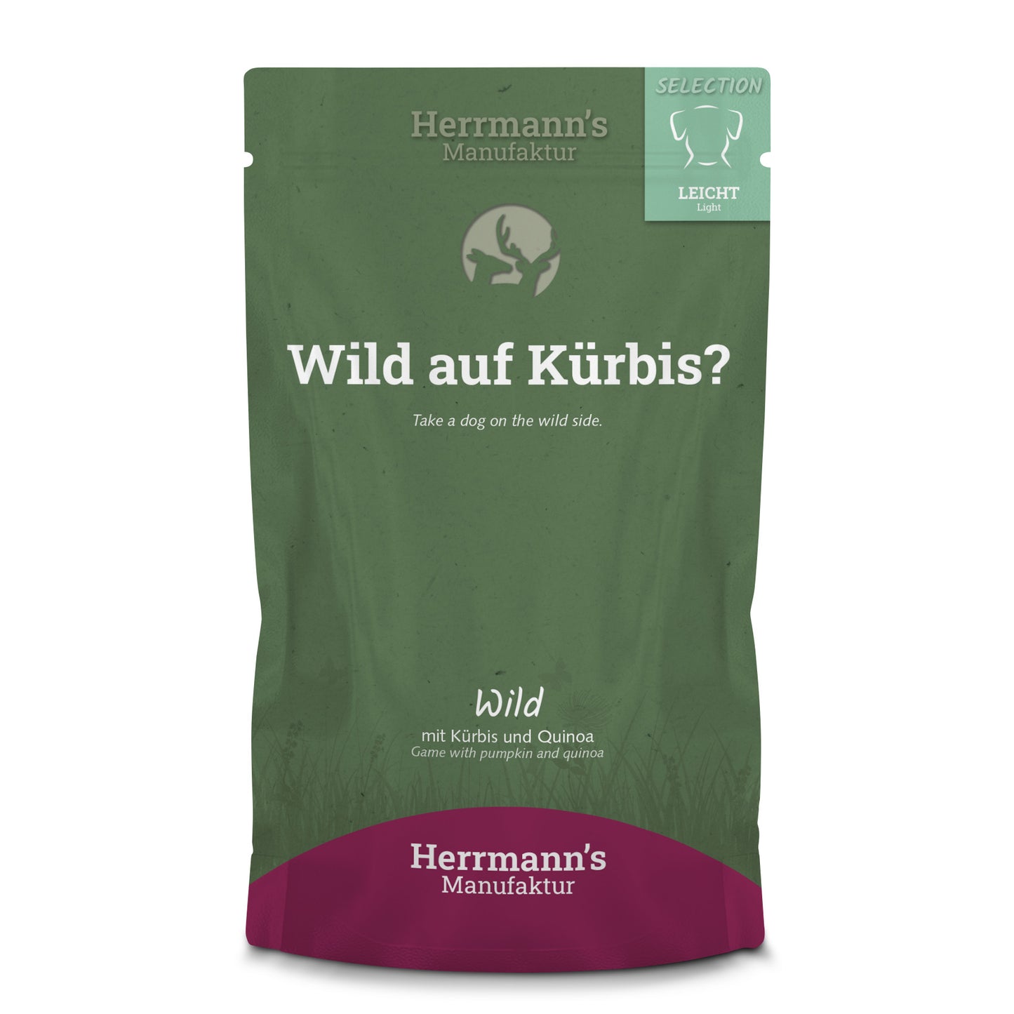 Herrmann's Szarvas és őzhús párolt menü érzékeny emésztésű kutyáknak - bio sütőtök, bio vörösáfonya