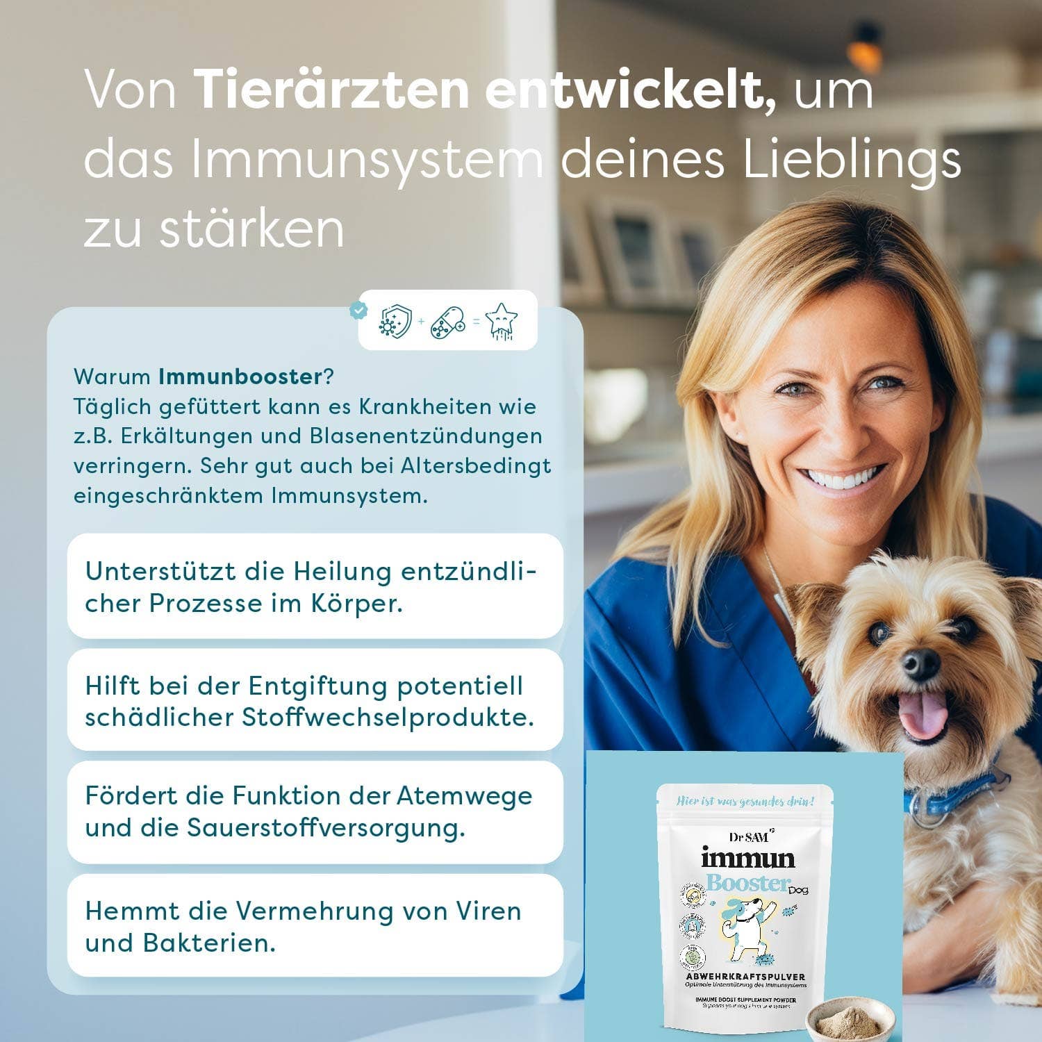 ImmunBooster Dog táplálékkiegészítő kutyáknak por állatorvosok által fejlesztve