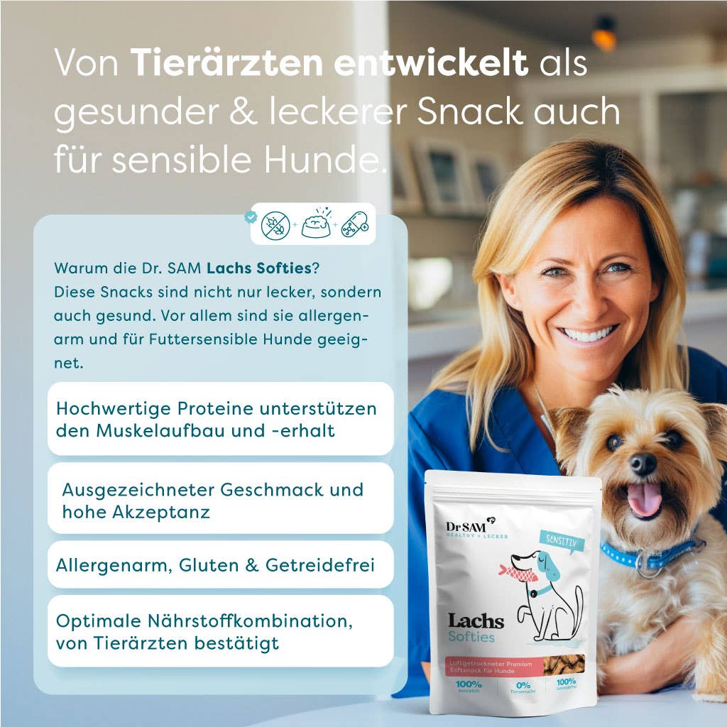 Dr SAM Lachs Softies jutalomfalat kutyáknak - állatorvosok által fejlesztve