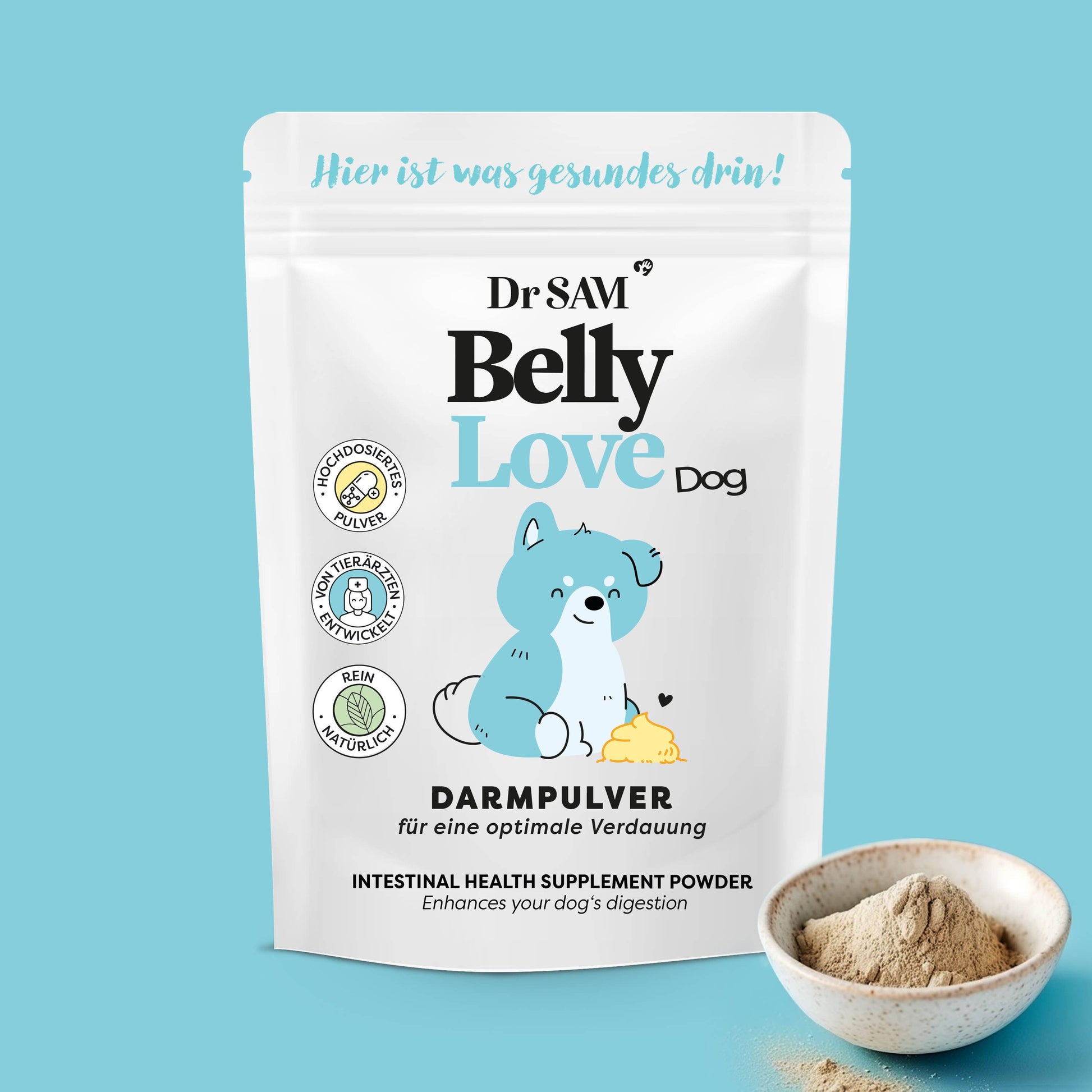 Dr. SAM BellyLove Dog emésztéstámogató por 45 g csomagolás