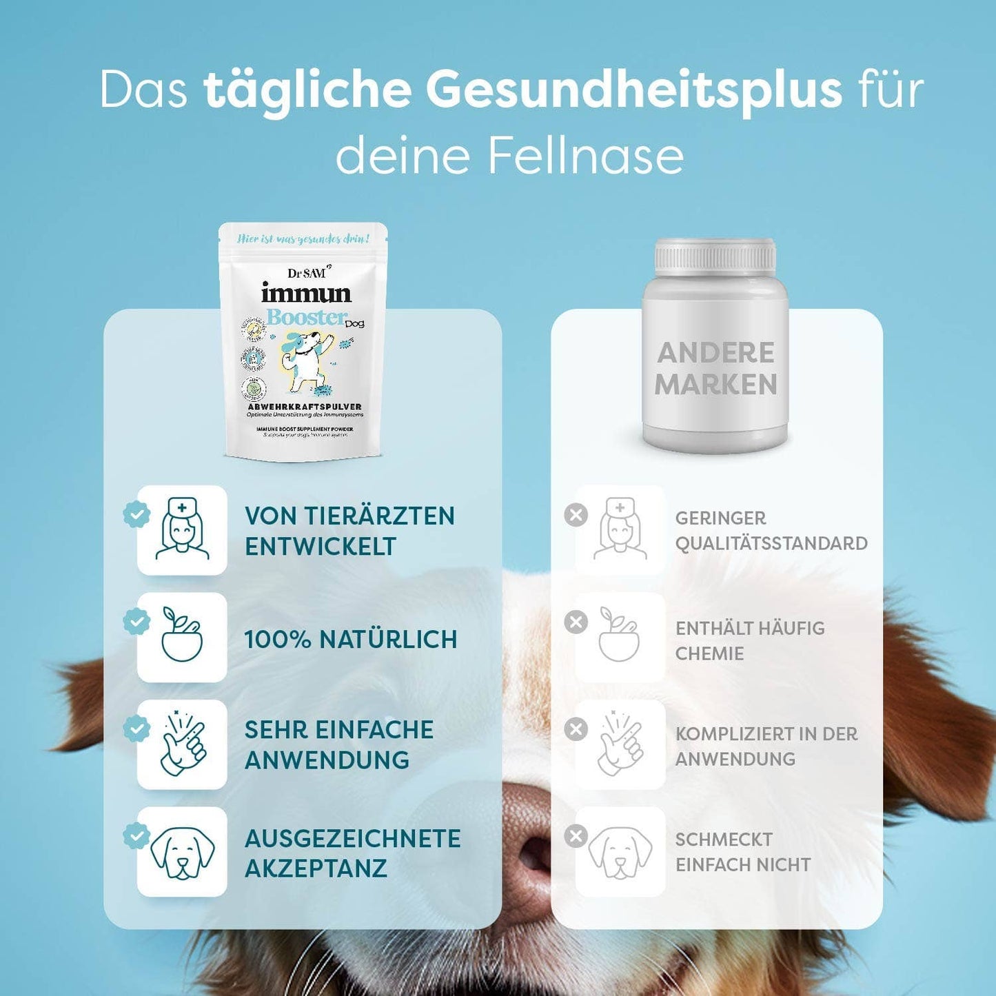 ImmunBooster Dog táplálékkiegészítő kutyáknak por termékelőnyök
