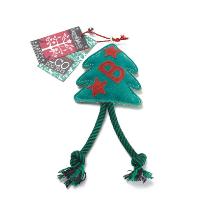 Karácsonyi játék kutyáknak natúr bőrből és jutából