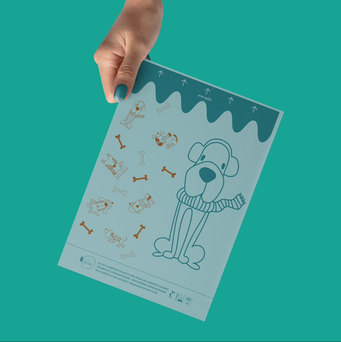 Bagorgani lebomtó kutyakaki zacskó - Menta színben