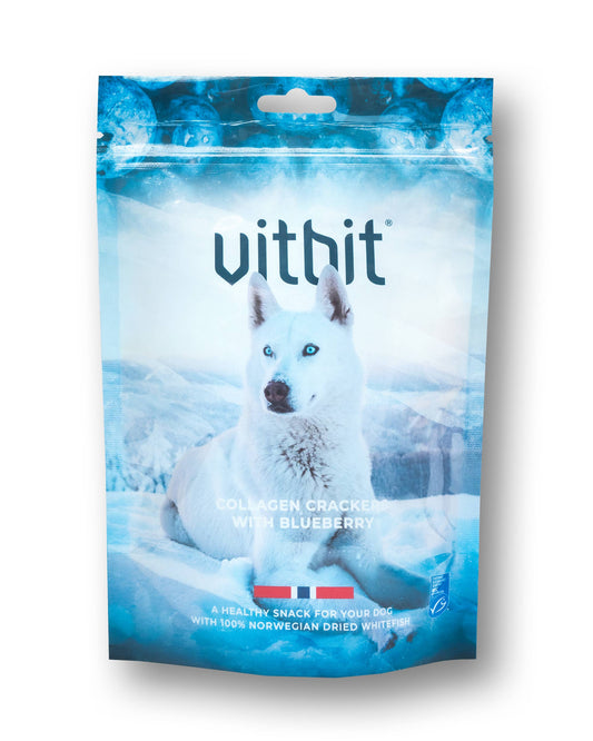 Vitbit Collagen Crackers áfonyával – kollagénes halas jutalomfalat kutyáknak