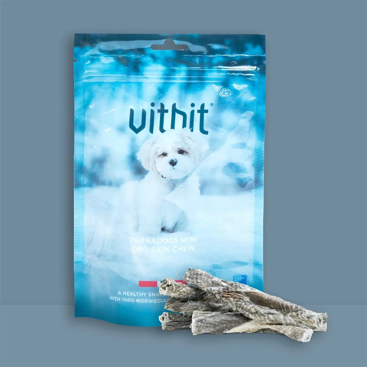 Vitbit Tornadogs Mini Cod Skin Chew 70 g – 100% természetes halas rágórúd