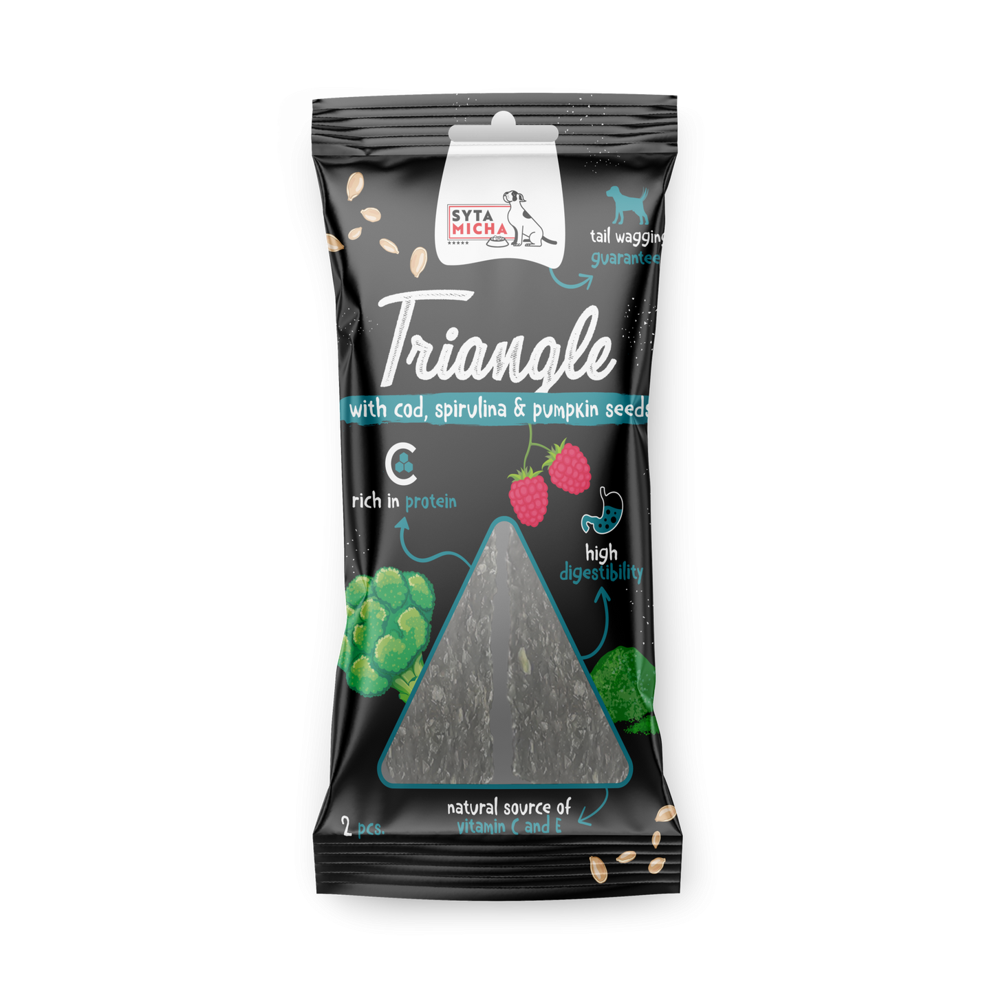 Syta Micha fogtisztító rágóka kutyáknak tőkehallal, szarvassal és spirulinával 13cm - 2db