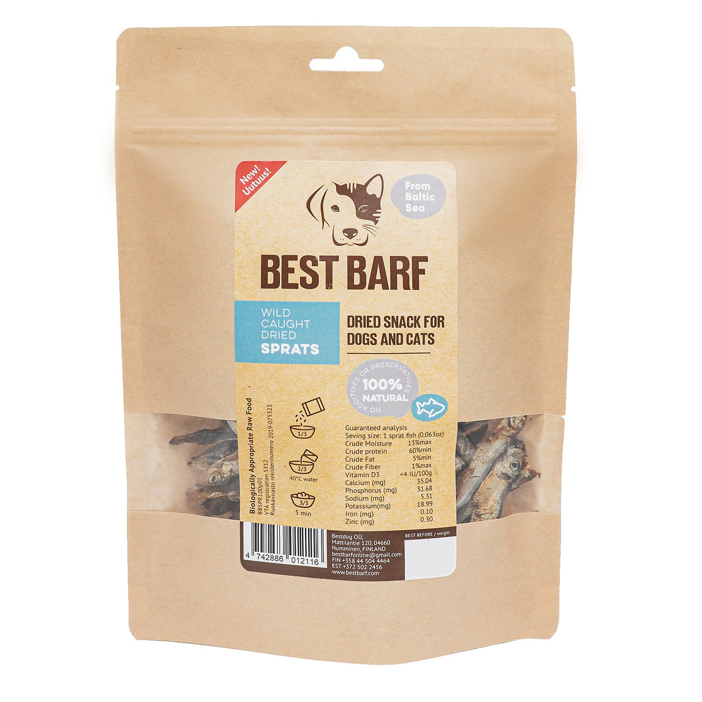 Best Barf - 100% természetes fagyasztva szárított vadon fogott szardella - 100gr