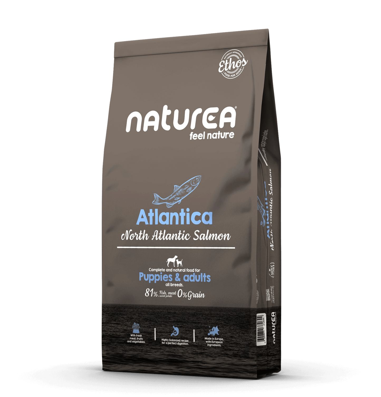 Naturea Atlantica hipoallergén lazacos kutyatáp csomagolás