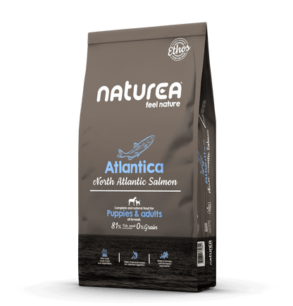 Naturea Atlantica hipoallergén lazacos kutyatáp csomagolás