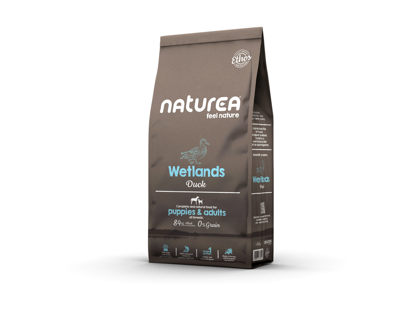 Naturea ETHOS Wetlands Free Range Duck - Hipoallergén Kutyatáp kölyök és felnőtt kutyáknak  - Kóstoló csomag 100gr