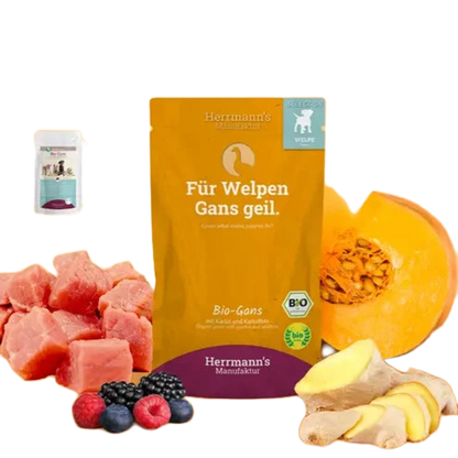 Herrmanns's BIO Libahús párolt menü kölyök kutyáknak