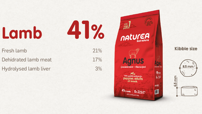 Naturea Naturals AGNUS Grassland Lamb - Bárányhús Hipoallergén Kutyatáp kölyök és felnőtt kutyáknak - Kóstoló csomag - 100gr