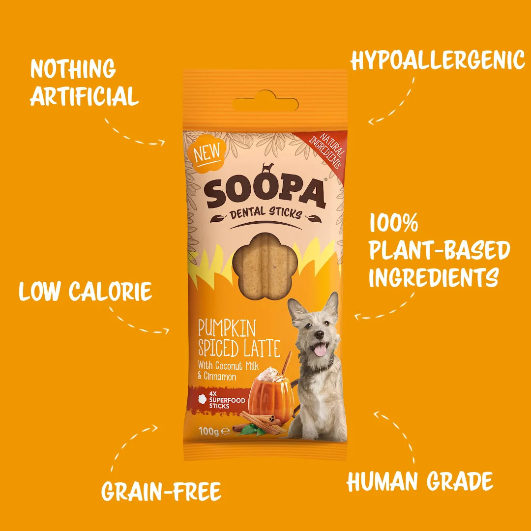 Soopa Dental sticks - Fogtisztító Rúd -Pumpkin Spiced Latte - Limitált kiadás - 100gr