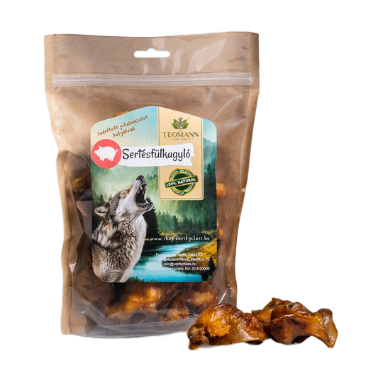 Teomann szárított sertésfülkagyló 250g – Hosszantartó rágóka és természetes fogtisztító kutyáknak