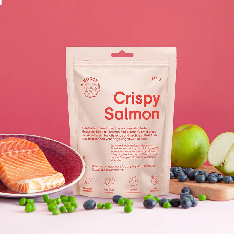 Buddy Crispy Salmon – Ízletes lazacos jutalomfalat kutyáknak
