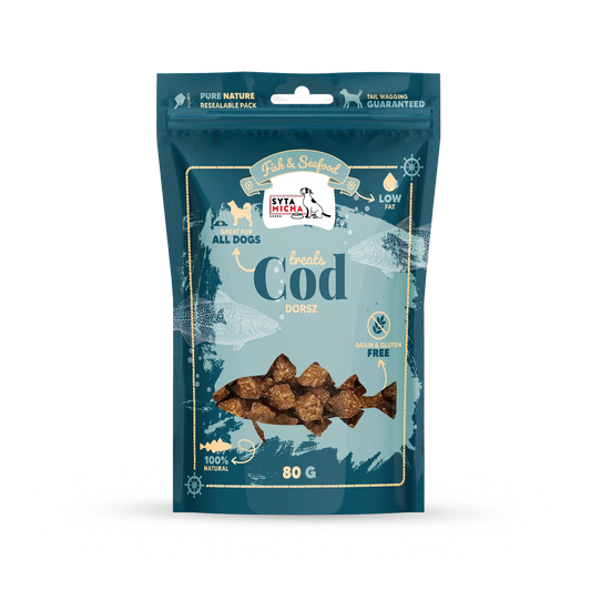Syta Micha Fish & Seafood – 100% Tőkehal Jutalomfalat Kutyáknak 80g