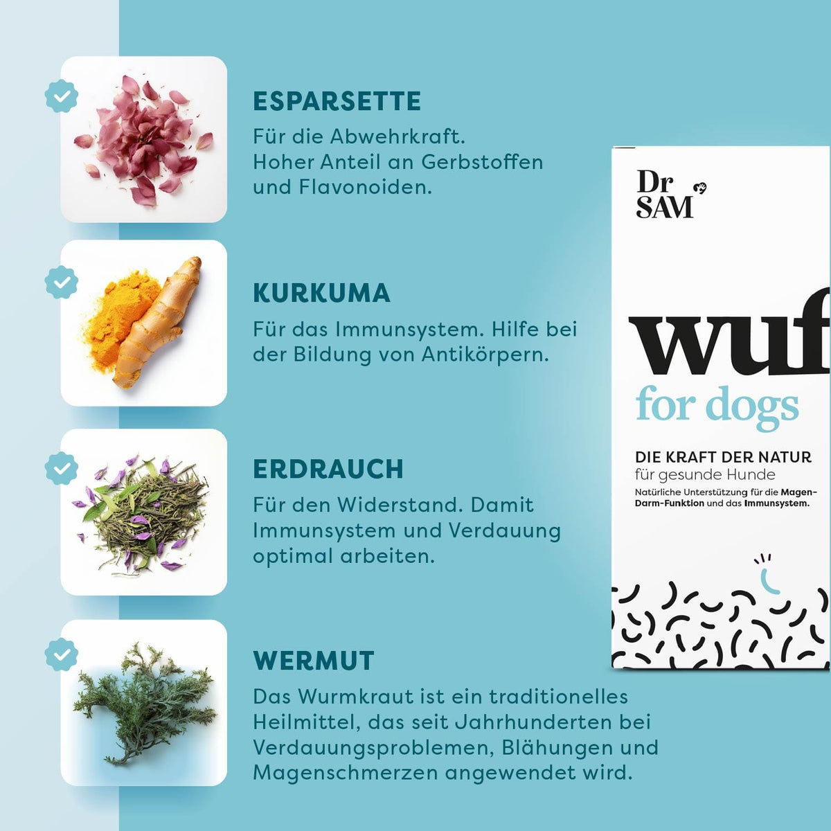 Dr. SAM wufit Dog kurkumával gyömbérrel és gyógynövényekkel