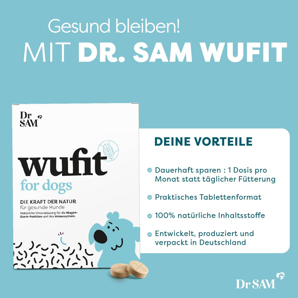Dr. SAM wufit Dog gyógynövényes tabletta kutyáknak - 100% természetes anyagok