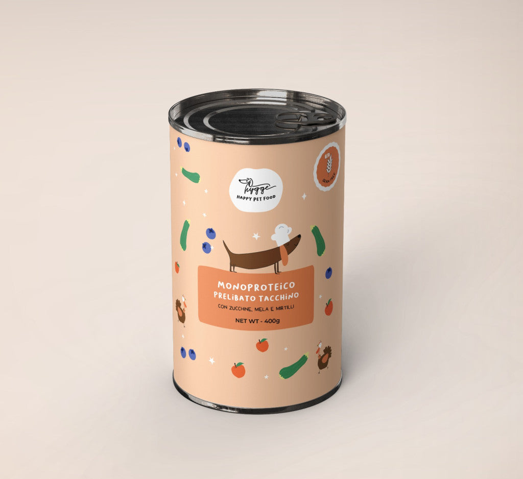 Pulyka, alma és áfonya menü - Egyfehérjés konzerv kutyáknak  - Hygge  - 400g