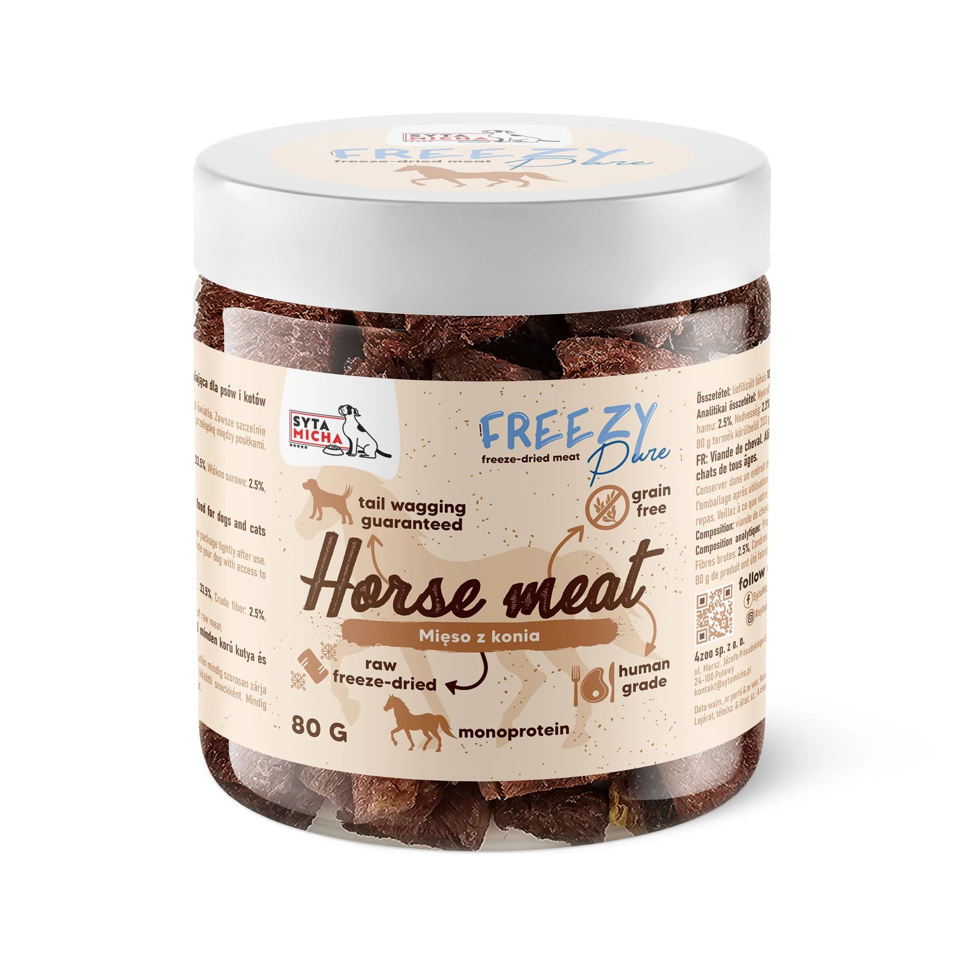 Syta Micha FREEZY Pure – 100% liofilizált lóhús kutyáknak