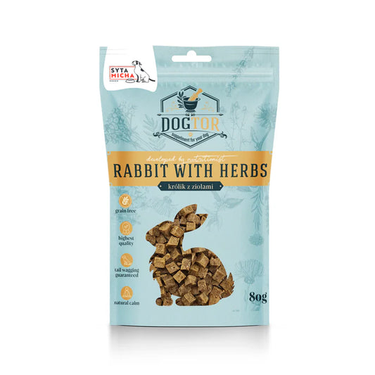 Nyugtató jutalomfalat kutyáknak nyúlhússal | Syta Micha Dogtor Rabbit with Herbs