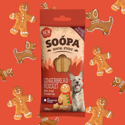 Soopa Fogtisztító Rúd - Gingerbread biscuit Healthy Bites - Limitált kiadás - 100gr