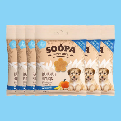 Soopa Egészséges Jutalomfalat Kölyökkutyáknak- banán és sütőtök - 50gr